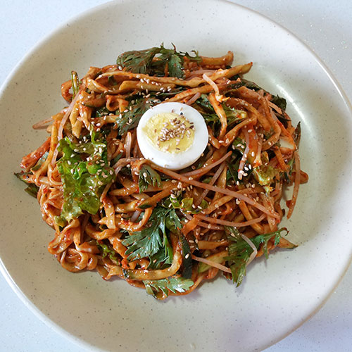 알로에 비빔국수 + 야채 부침개